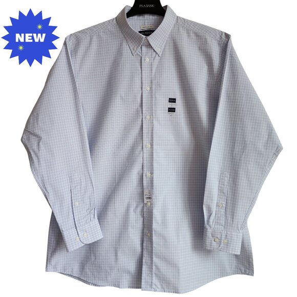 18 36/37 Dress Shirt Blue Purple White Check Traditional Fit Jos A Bank Opened - Picture 1 of 17